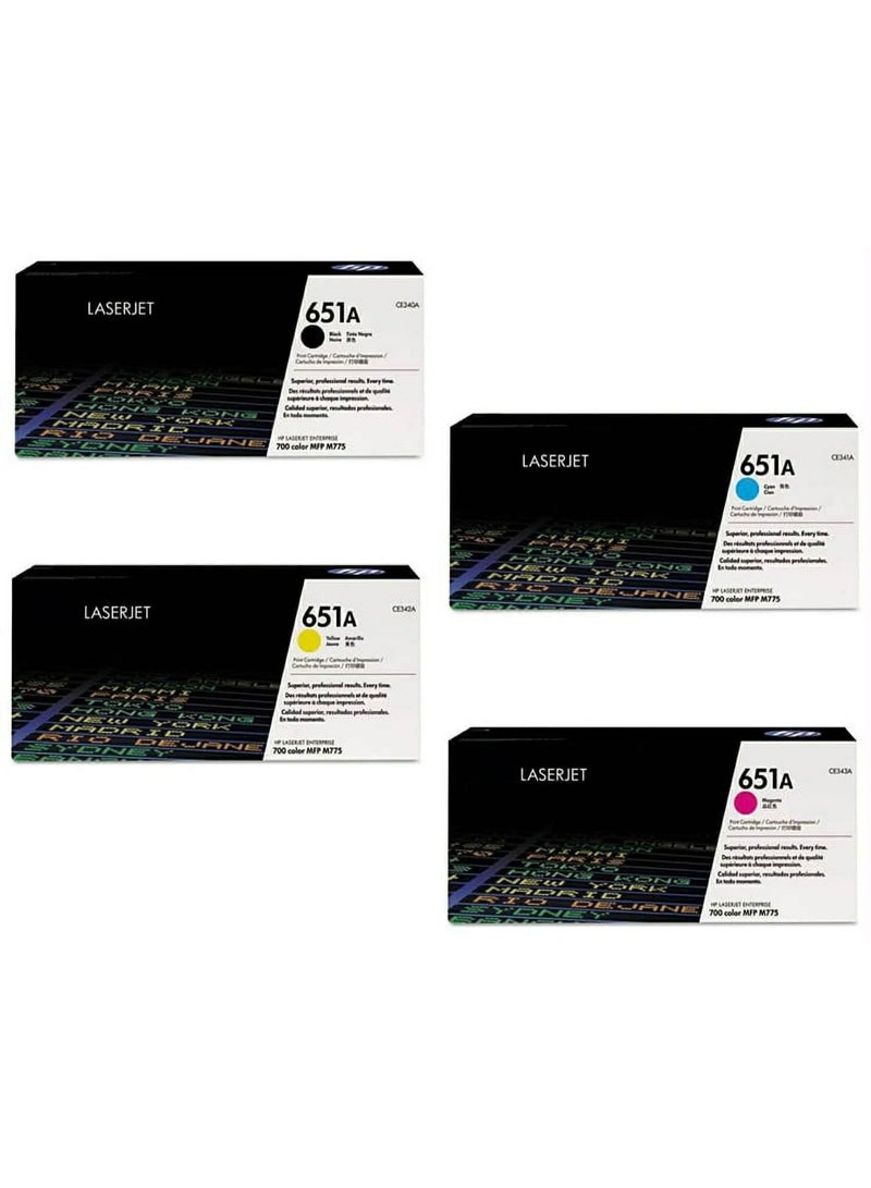 طقم تونر متوافق 651A لطابعات Color LaserJet Enterprise أسود وسماوي وأصفر وأرجواني